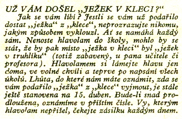 U� v�m do�el je�ek v kleci? - Mlad� hlasatel 6 / 32